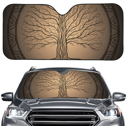 Ancient Yggdrasil Tree Print Car Windshield Sun Shade