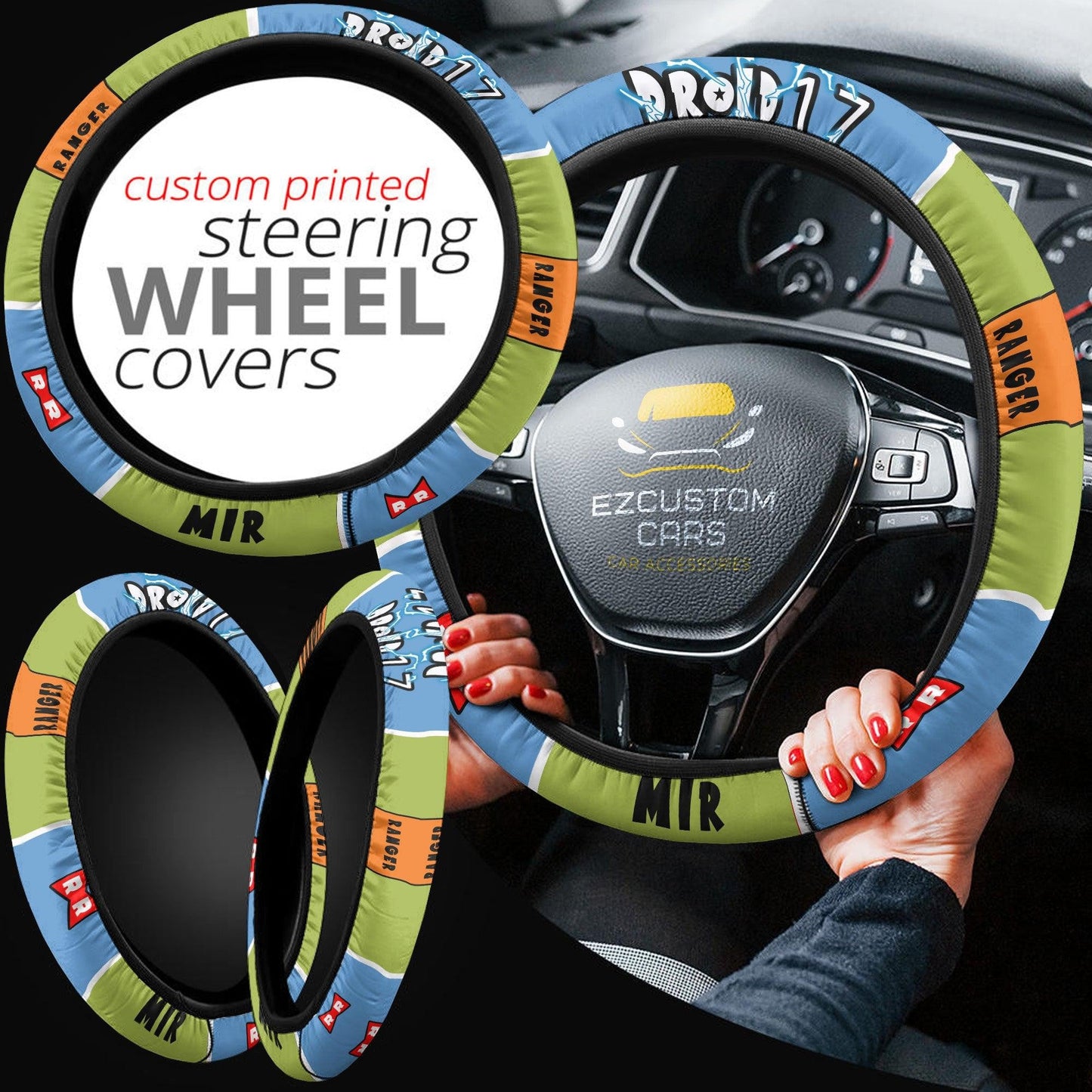 Android 17 Anime Steering Wheel Cover Custom Dragon Ball Anime Car Accessories