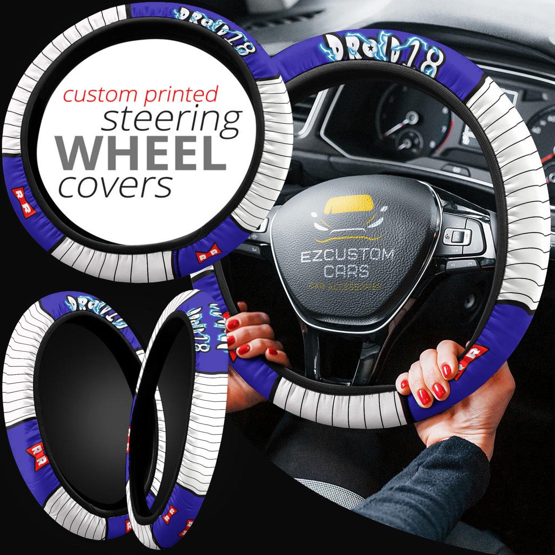 Android 18 Anime Steering Wheel Cover Custom Dragon Ball Anime Car Accessories