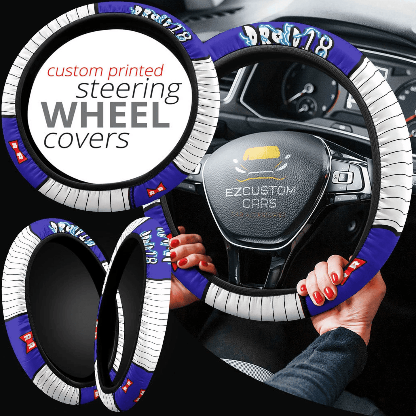 Android 18 Anime Steering Wheel Cover Custom Dragon Ball Anime Car Accessories