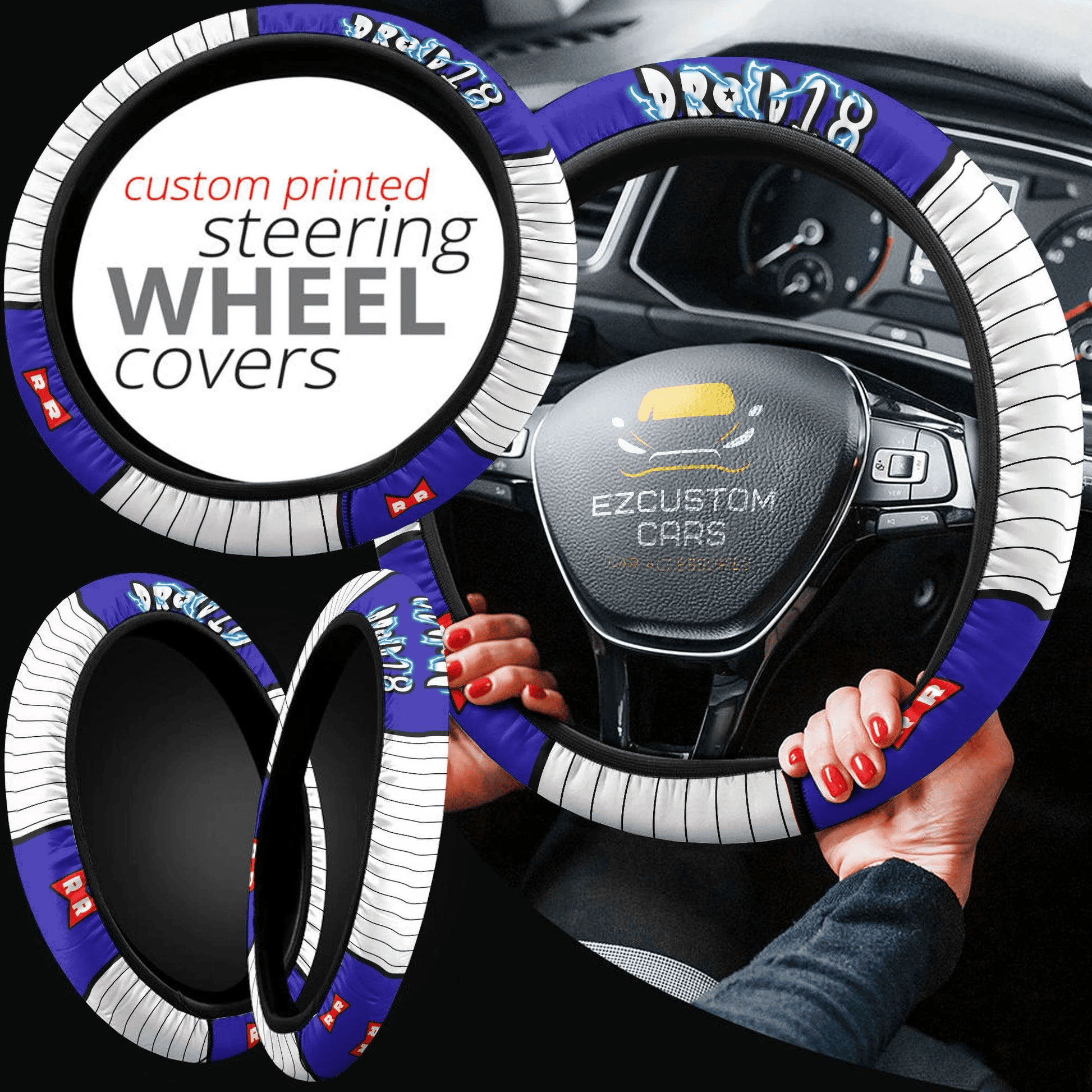Android 18 Anime Steering Wheel Cover Custom Dragon Ball Anime Car Accessories