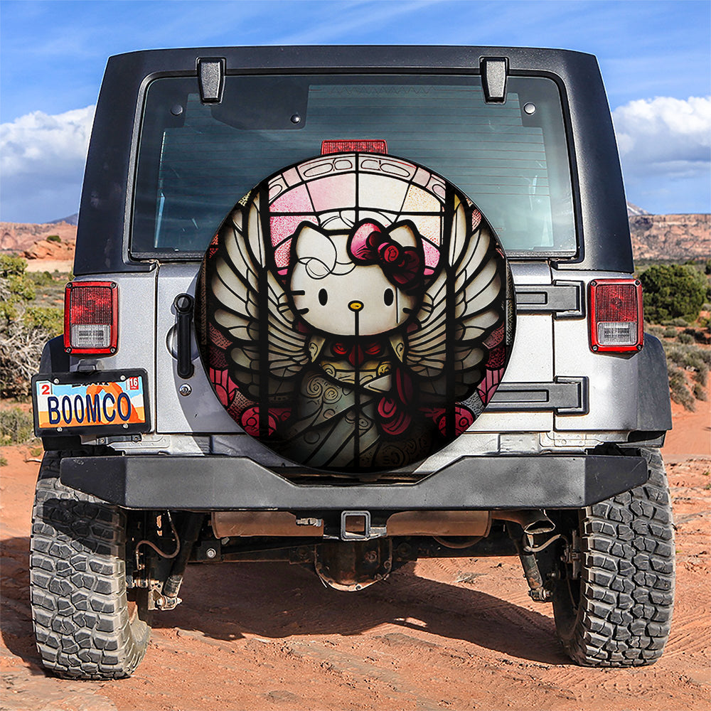 Angel Wing Stained Glass Hello Kitty Car Spare Tire Cover