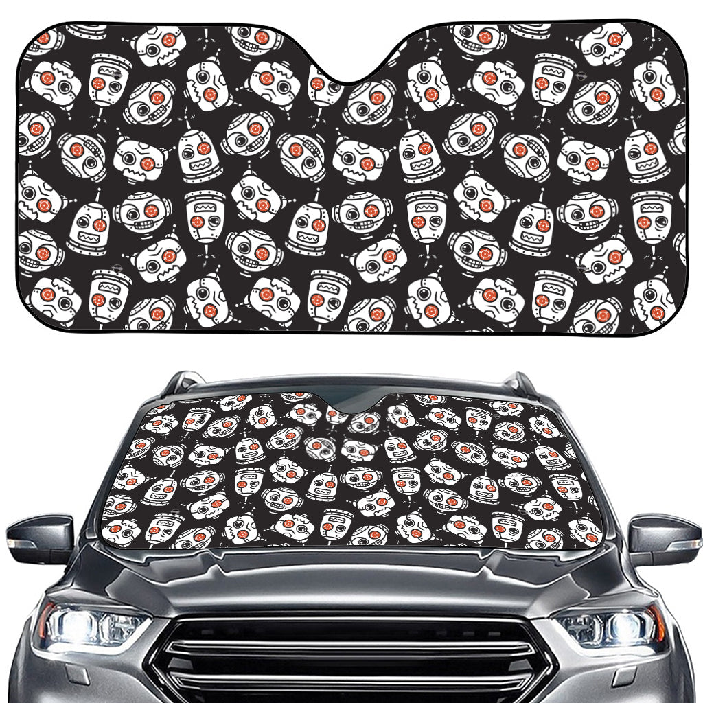 Angry Robot Pattern Print Car Windshield Sun Shade
