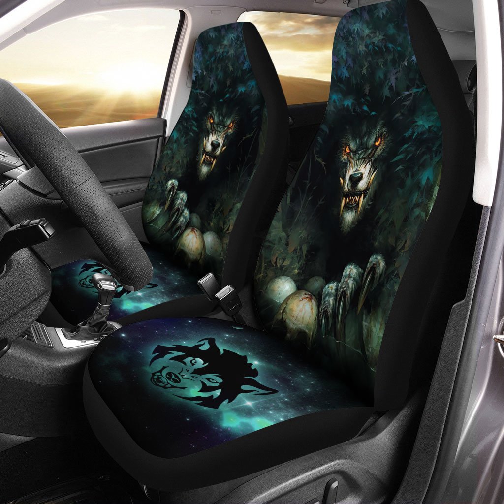 Angry Wolf Car Seat Covers Custom Car Interior Accessories