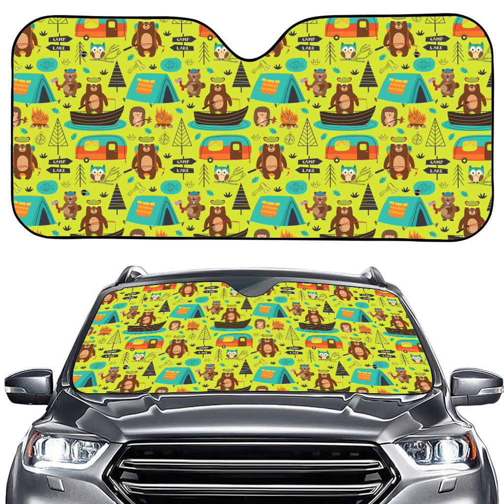 Animal Camping Pattern Print Car Windshield Sun Shade