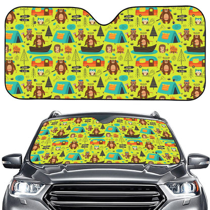 Animal Camping Pattern Print Car Windshield Sun Shade