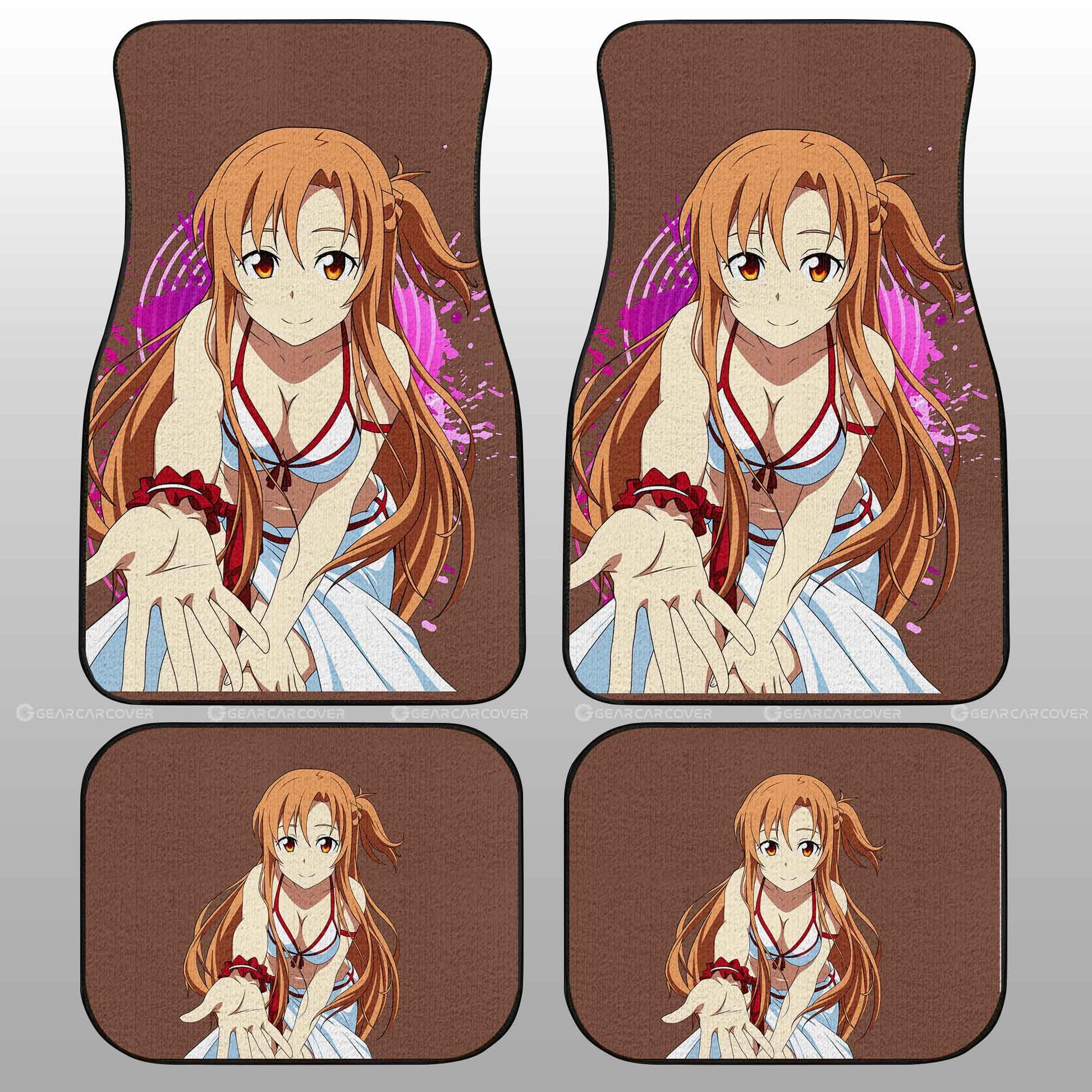 Anime Waifu Girl Asuna Yuuki Car Floor Mats Custom Sword Art Online Anime Car Accessories