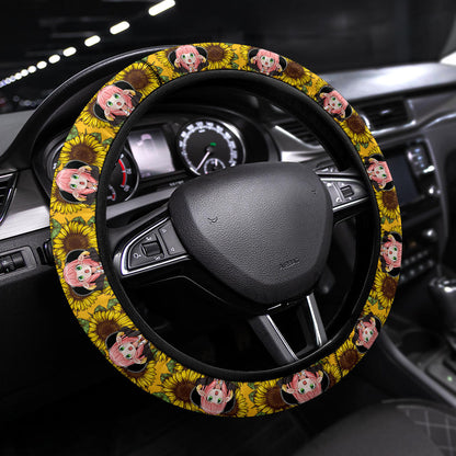 Anya Spy X Family Sunflower Zipper Car Steering Wheel Cover