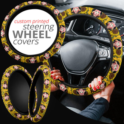 Anya Spy X Family Sunflower Zipper Car Steering Wheel Cover