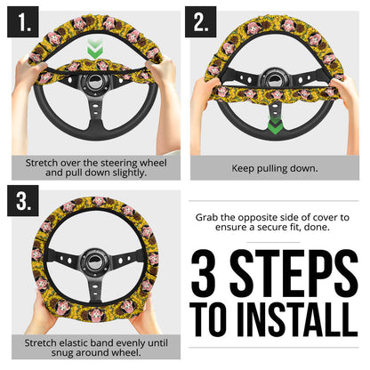 Anya Spy X Family Sunflower Zipper Car Steering Wheel Cover