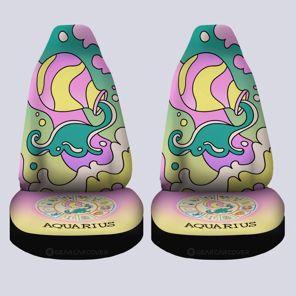 Aquarius Colorful Car Seat Covers Custom Zodiac Car Accessories
