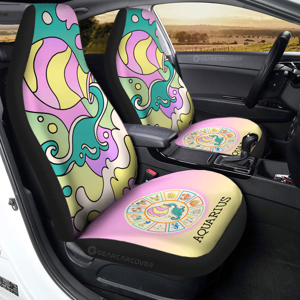 Aquarius Colorful Car Seat Covers Custom Zodiac Car Accessories