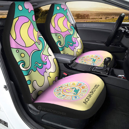Aquarius Colorful Car Seat Covers Custom Zodiac Car Accessories