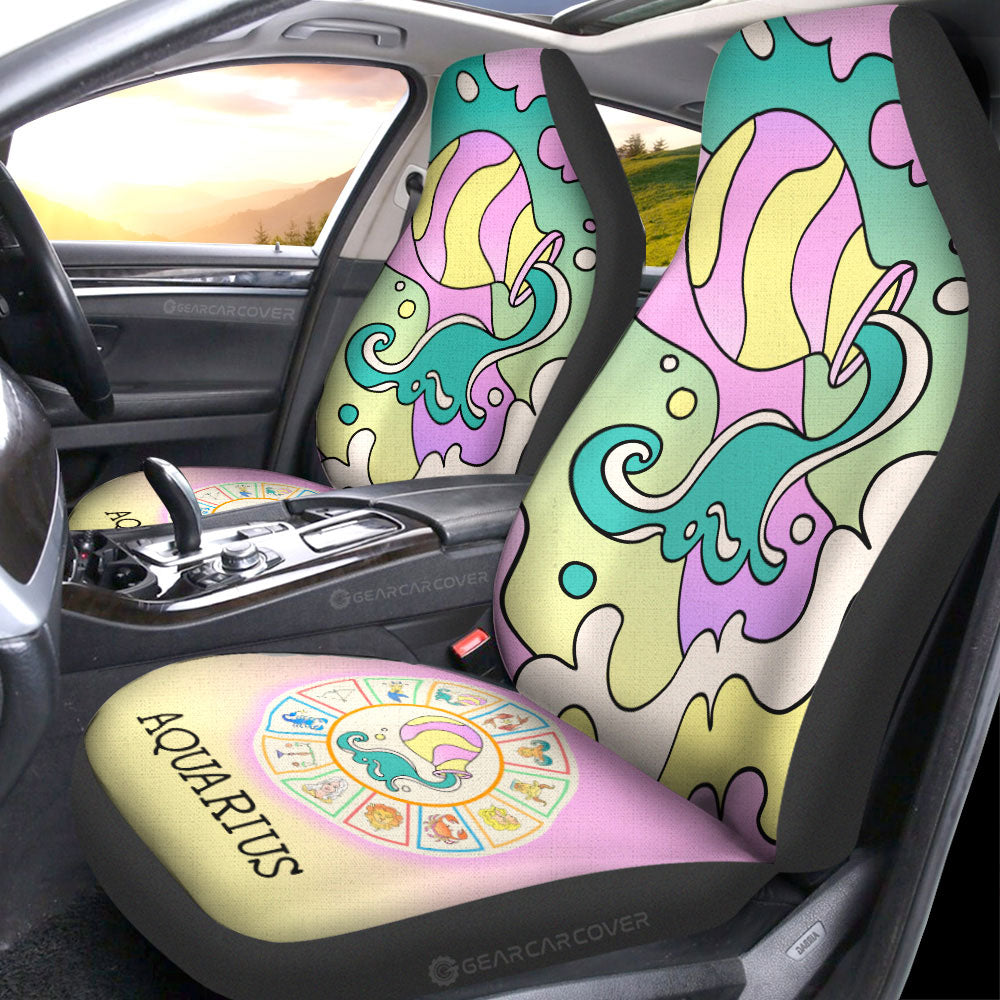Aquarius Colorful Car Seat Covers Custom Zodiac Car Accessories