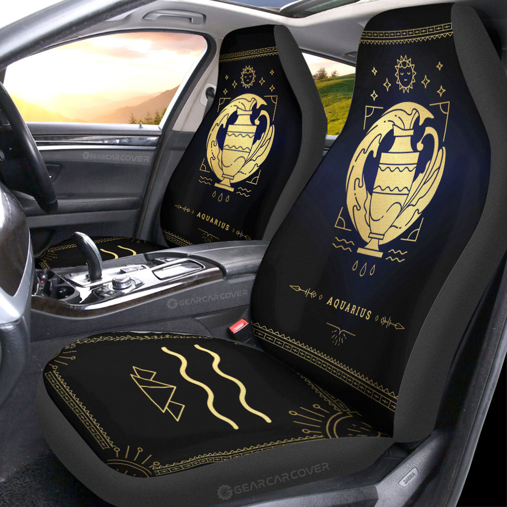 Aquarius Colorful Car Seat Covers Custom Zodiac Car Accessories