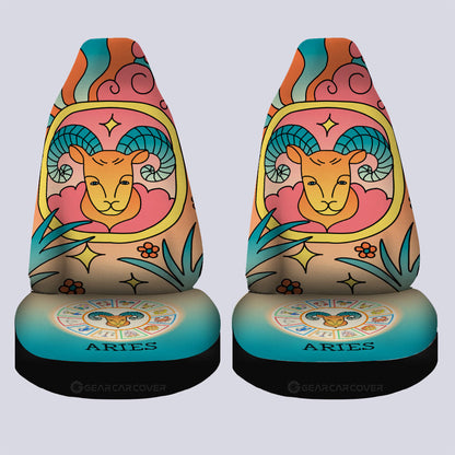 Aries Colorful Car Seat Covers Custom Zodiac Car Accessories