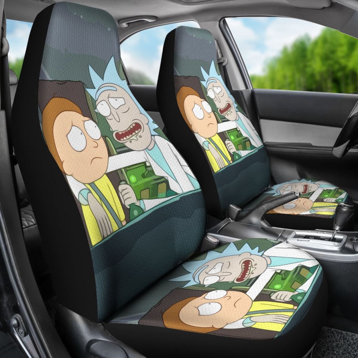 Art Rick and Morty Car Seat Covers Cartoon Fan Gift Universal Fit 210212