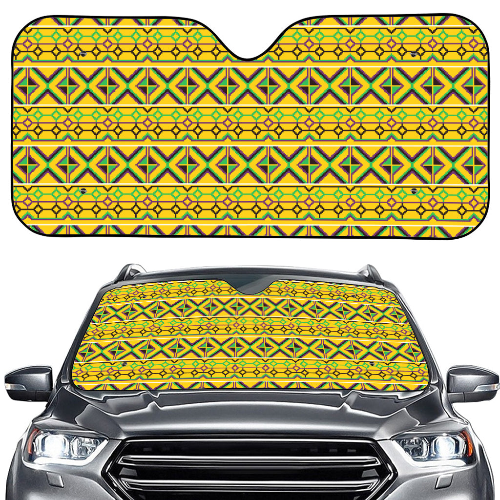 Asante Kente Pattern Print Car Windshield Sun Shade