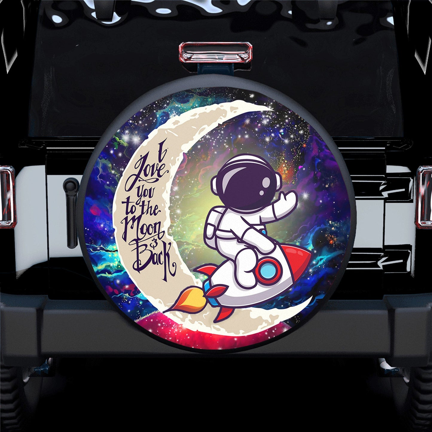 Astronaut Chibi Love You To The Moon Galaxy Spare Tire Cover