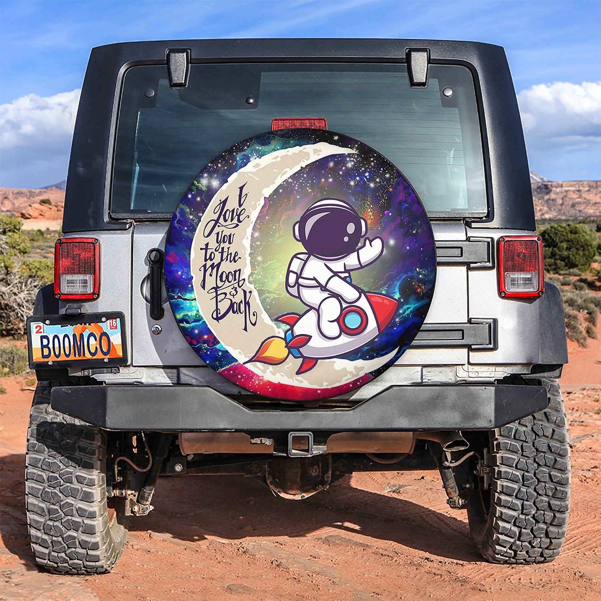 Astronaut Chibi Love You To The Moon Galaxy Spare Tire Cover