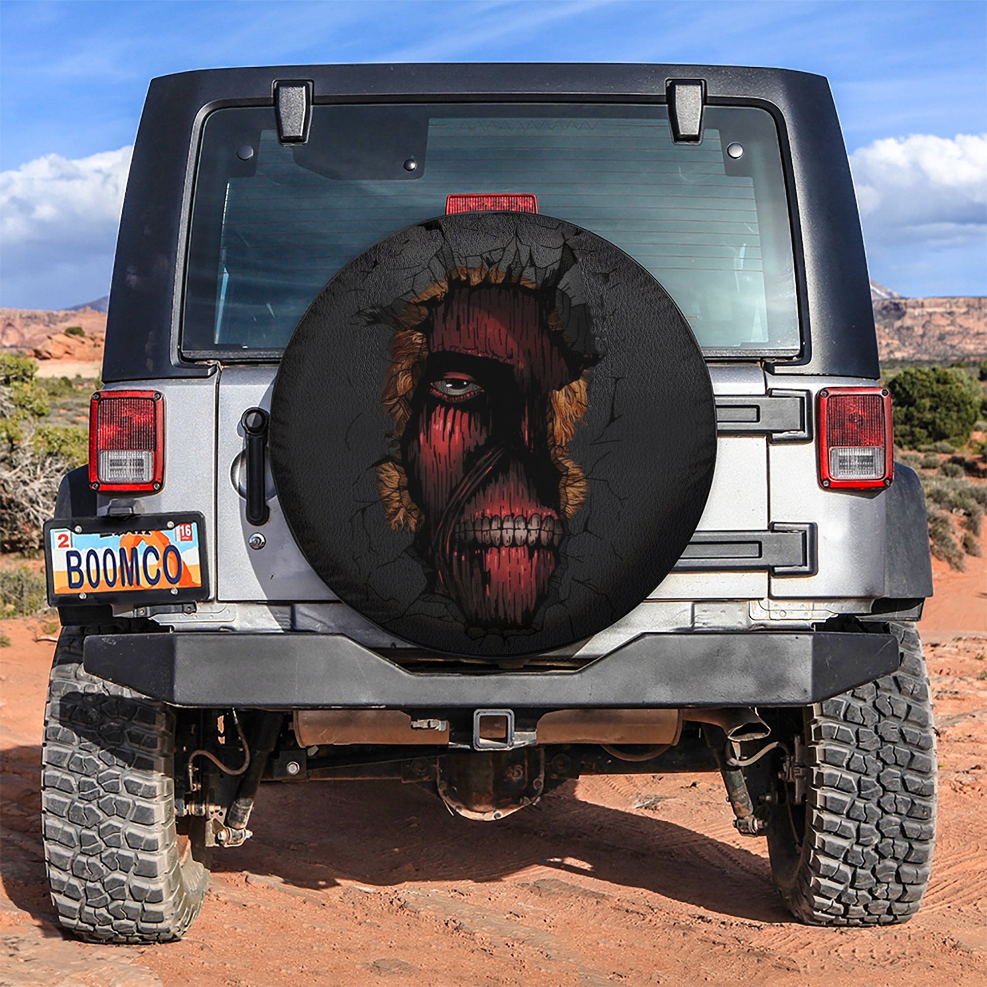 Attack On Titan Face Wall Car Spare Tire Cover