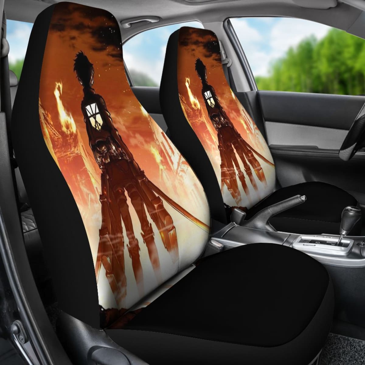 Attack On Titan Fire Seat Covers Amazing Best Gift Ideas 2020 Universal Fit 090505