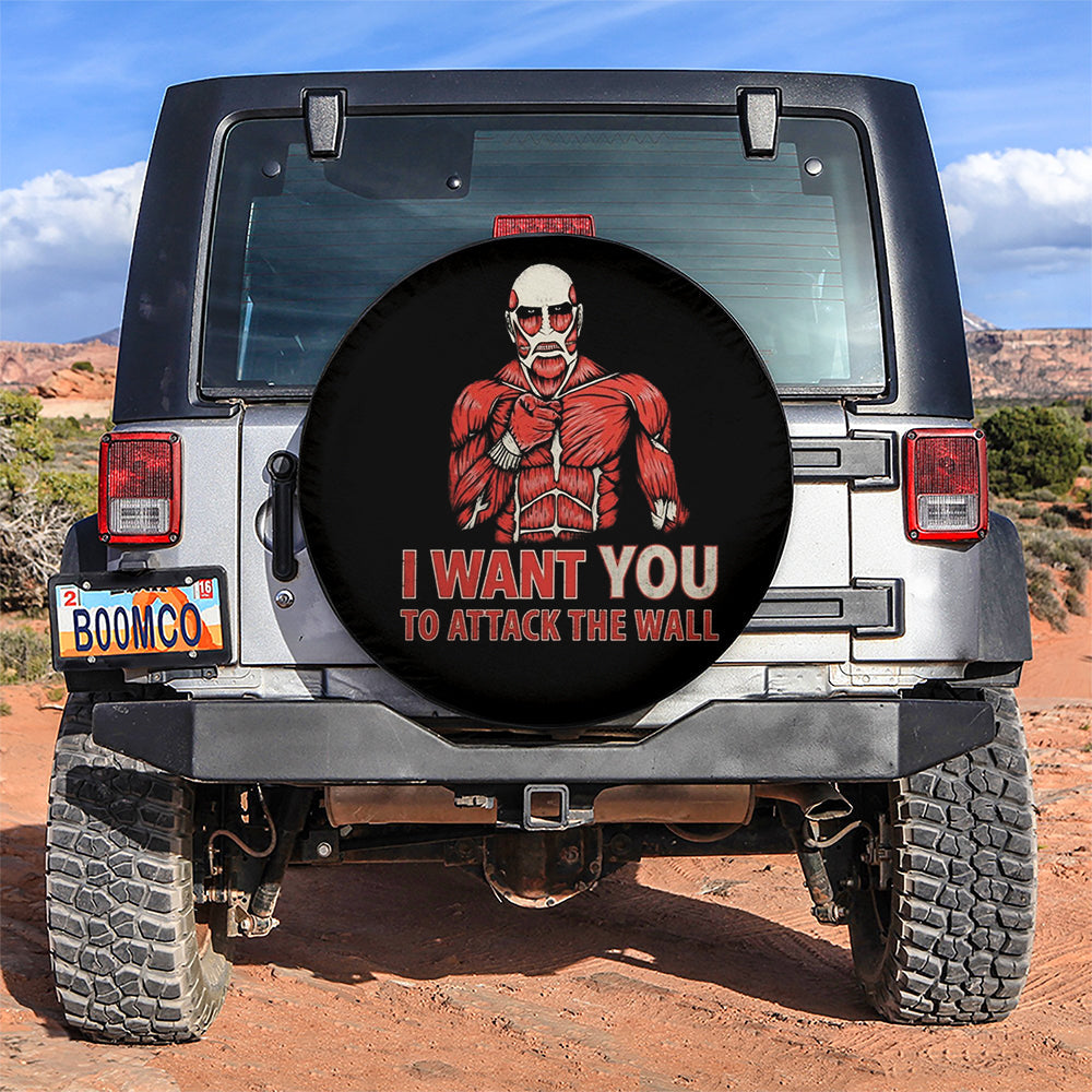Attack On Titan Funny Wall Car Spare Tire Cover