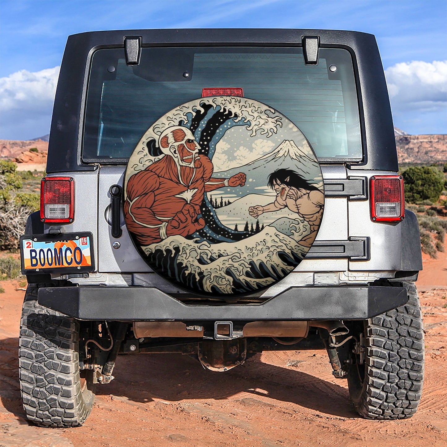 Attack On Titan The Great Wave Car Spare Tire Cover