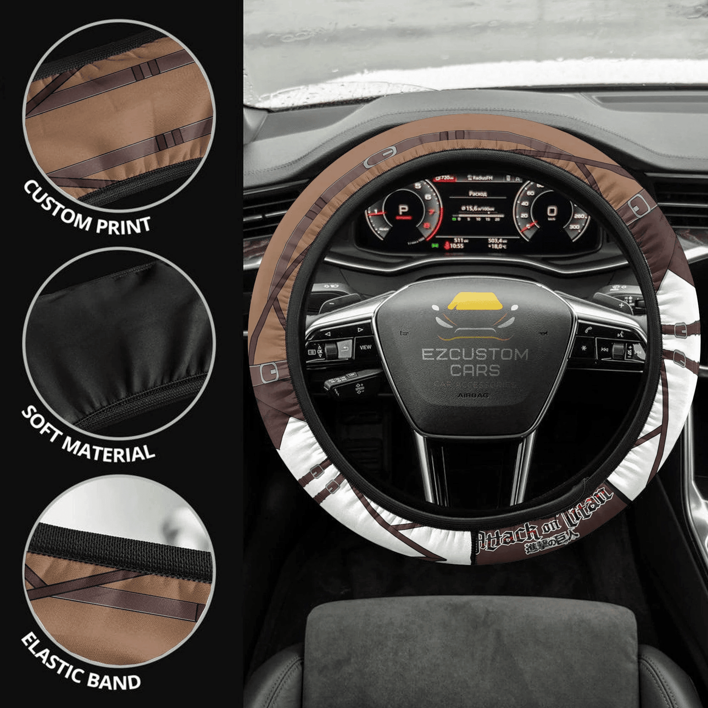 Attack On Titan Uniform Anime Steering Wheel Cover Custom Anime Car Accessories