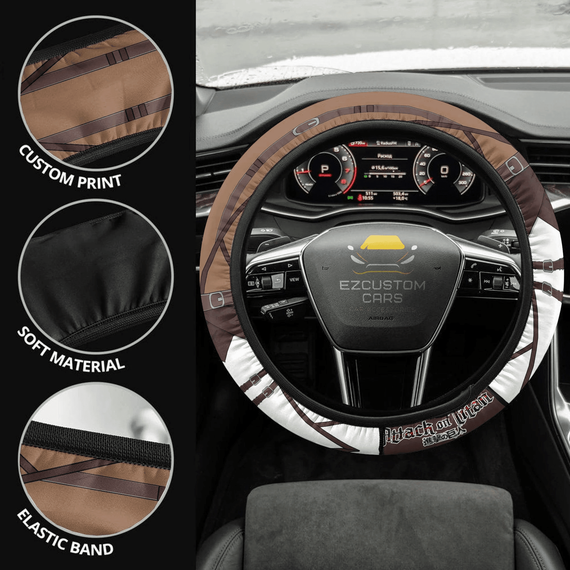Attack On Titan Uniform Anime Steering Wheel Cover Custom Anime Car Accessories
