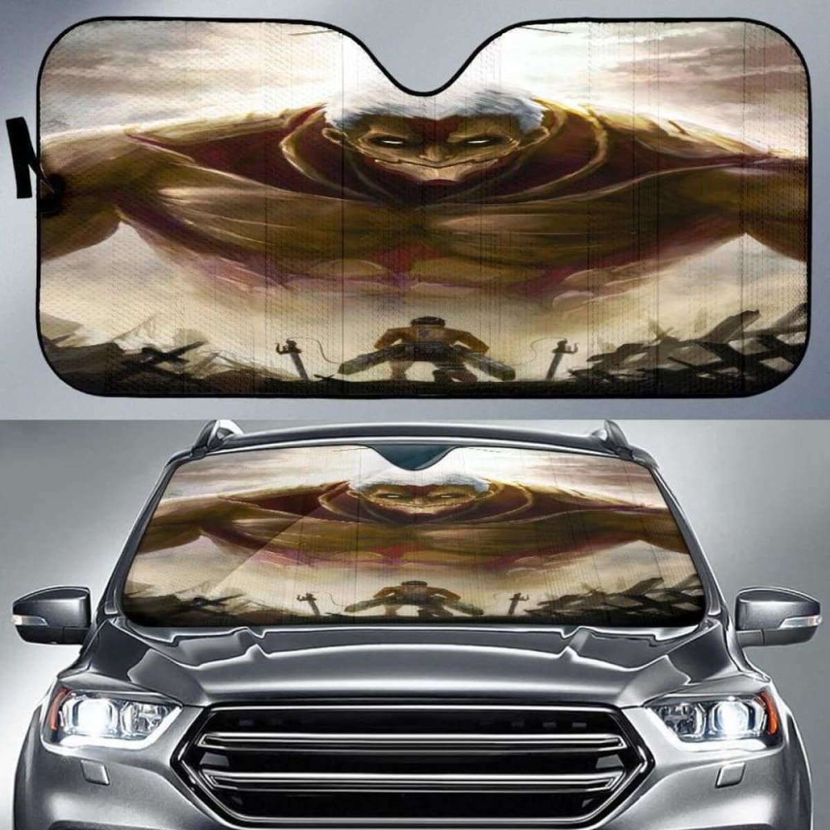 Attack On Titans Fight Auto Sun Shades 918b Universal Fit
