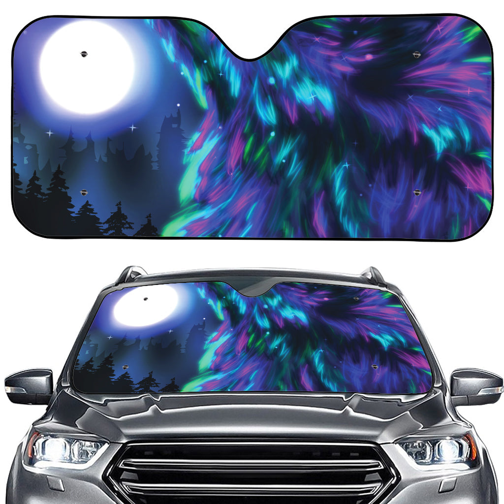 Aurora Howling Wolf Spirit Print Car Windshield Sun Shade
