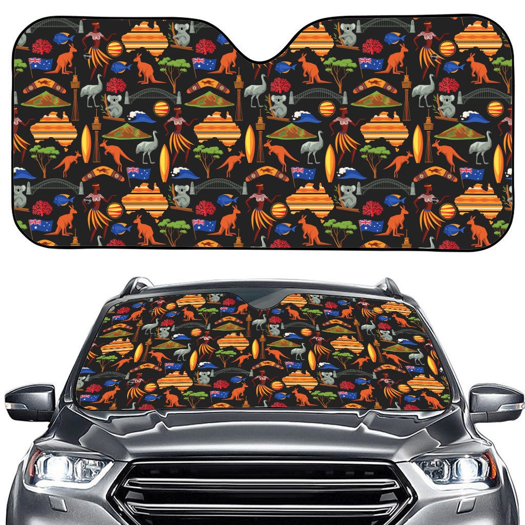 Australia Symbols Pattern Print Car Windshield Sun Shade