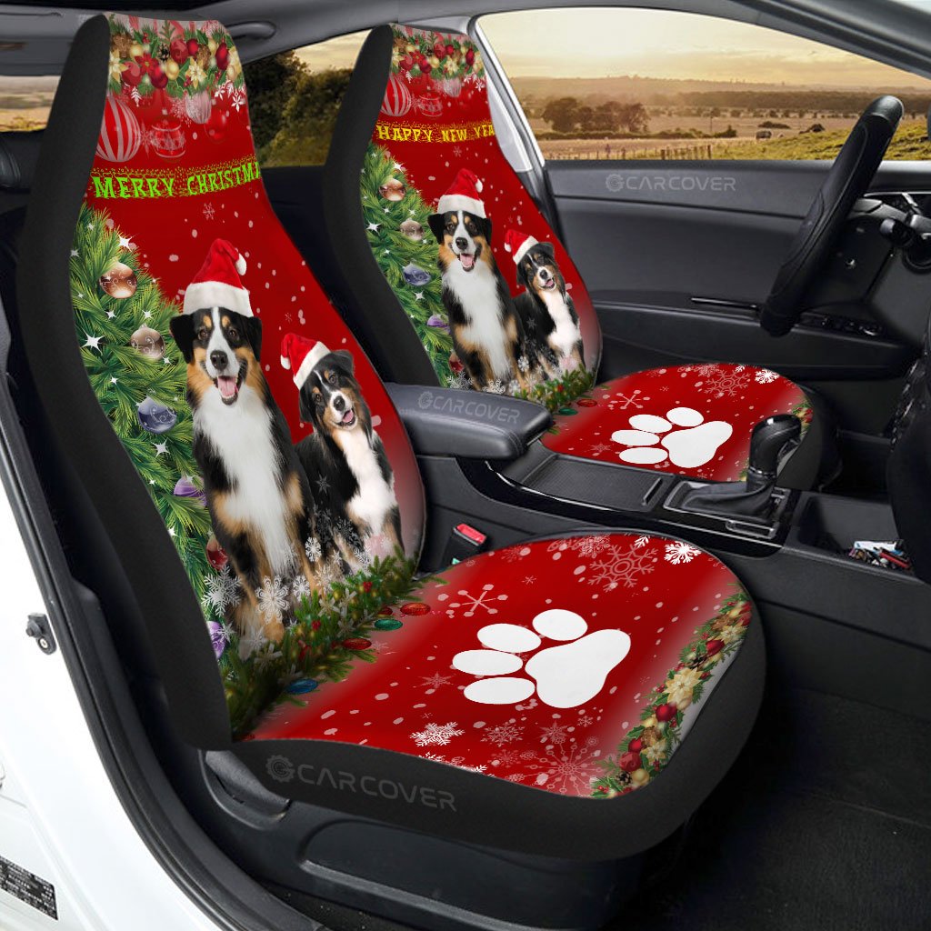 Australian Shepherds Christmas Car Seat Covers Custom Car Accessories For Dog Lovers