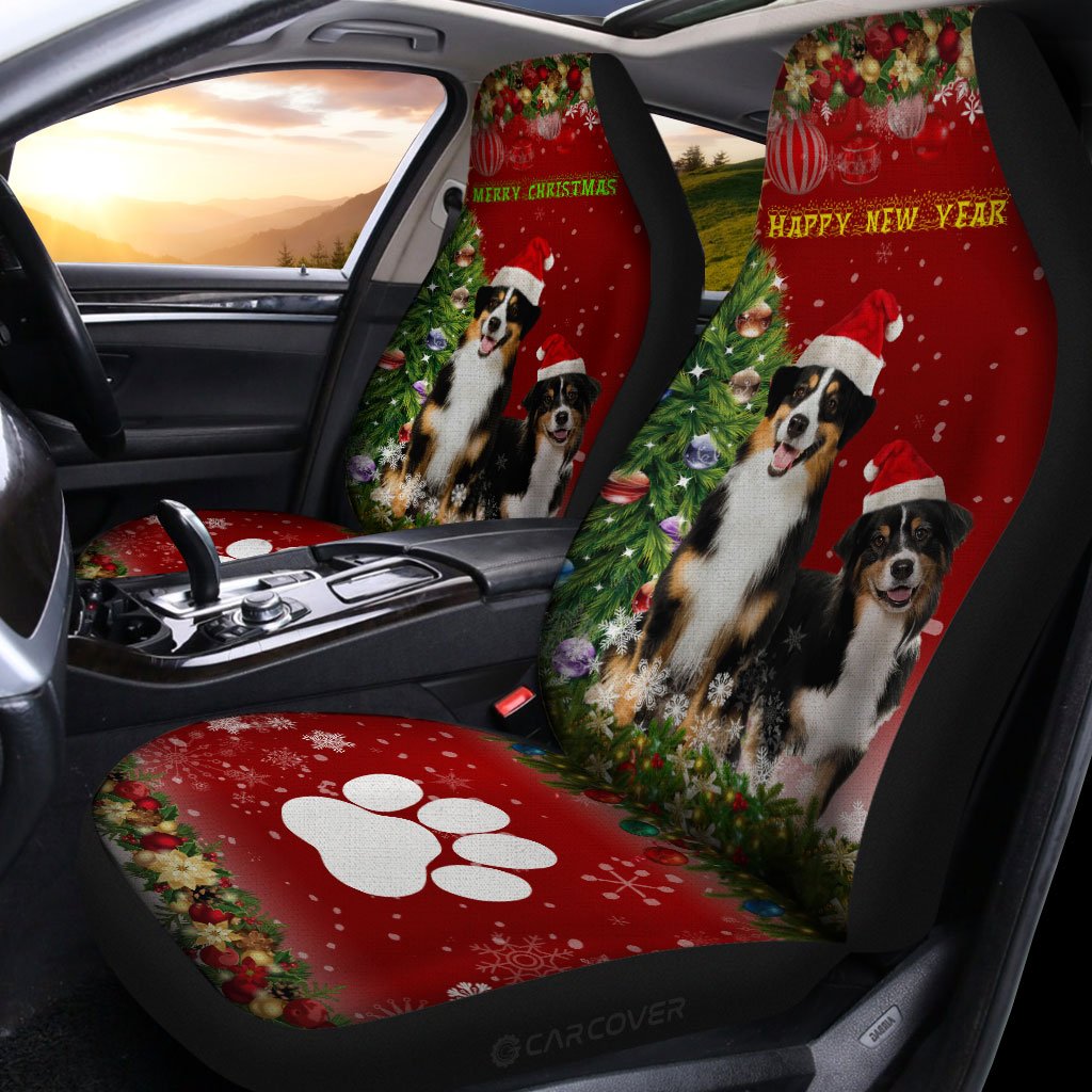 Australian Shepherds Christmas Car Seat Covers Custom Car Accessories For Dog Lovers