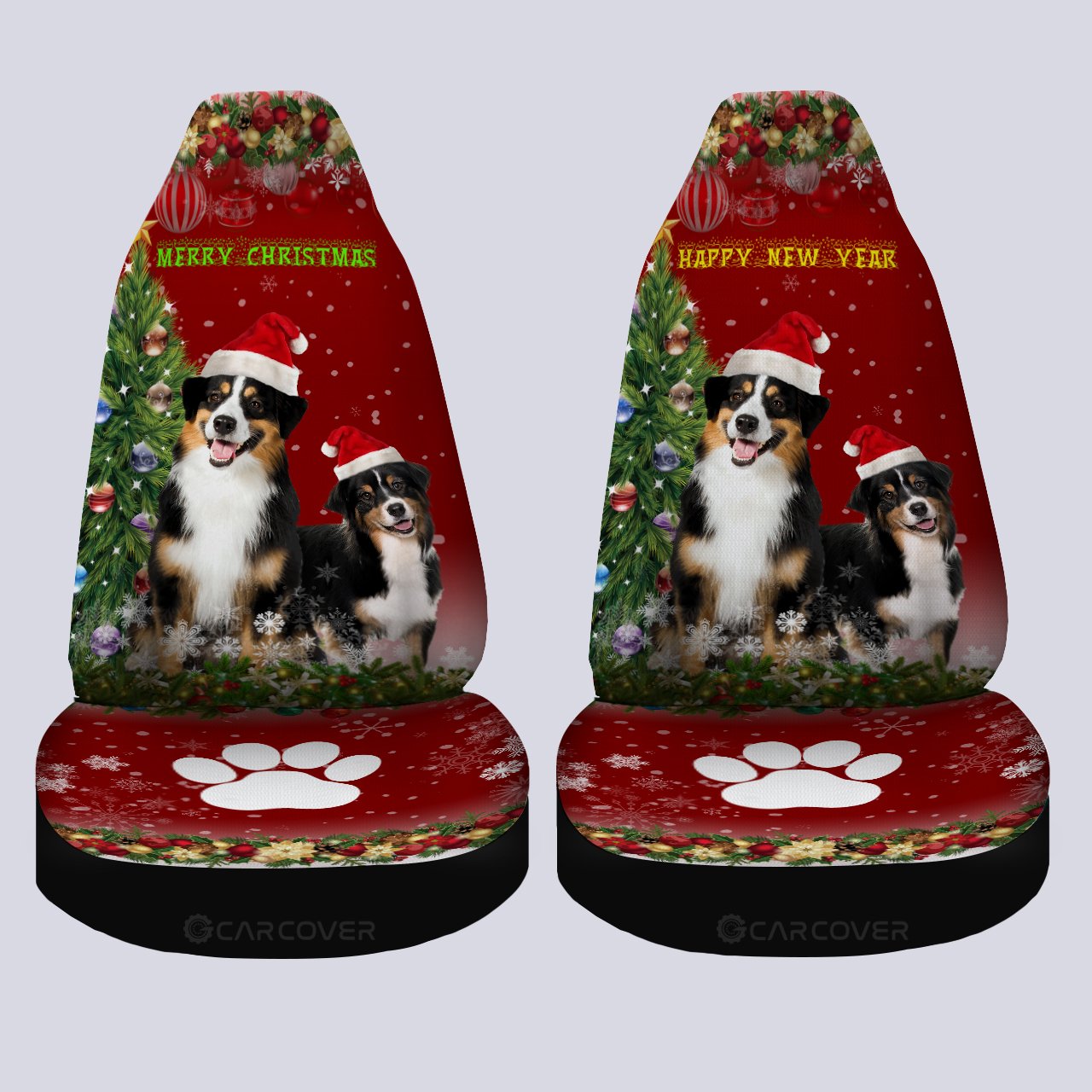Australian Shepherds Christmas Car Seat Covers Custom Car Accessories For Dog Lovers