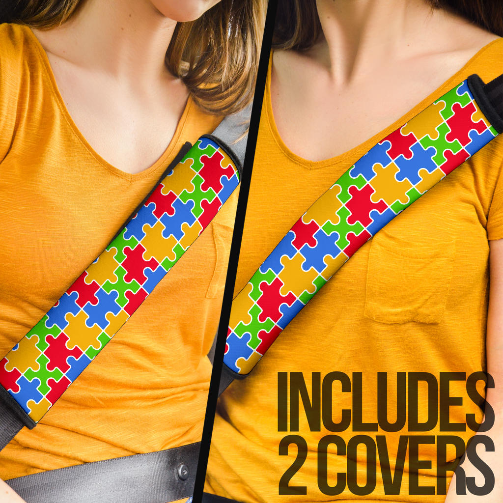 Autism Awareness Puzzle Premium Custom Car Seat Belt Covers