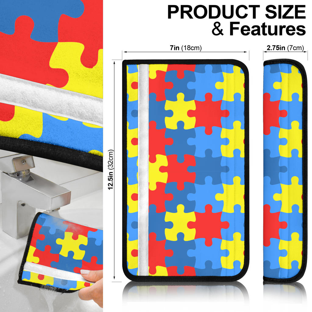Autism Puzzle Premium Custom Car Seat Belt Covers
