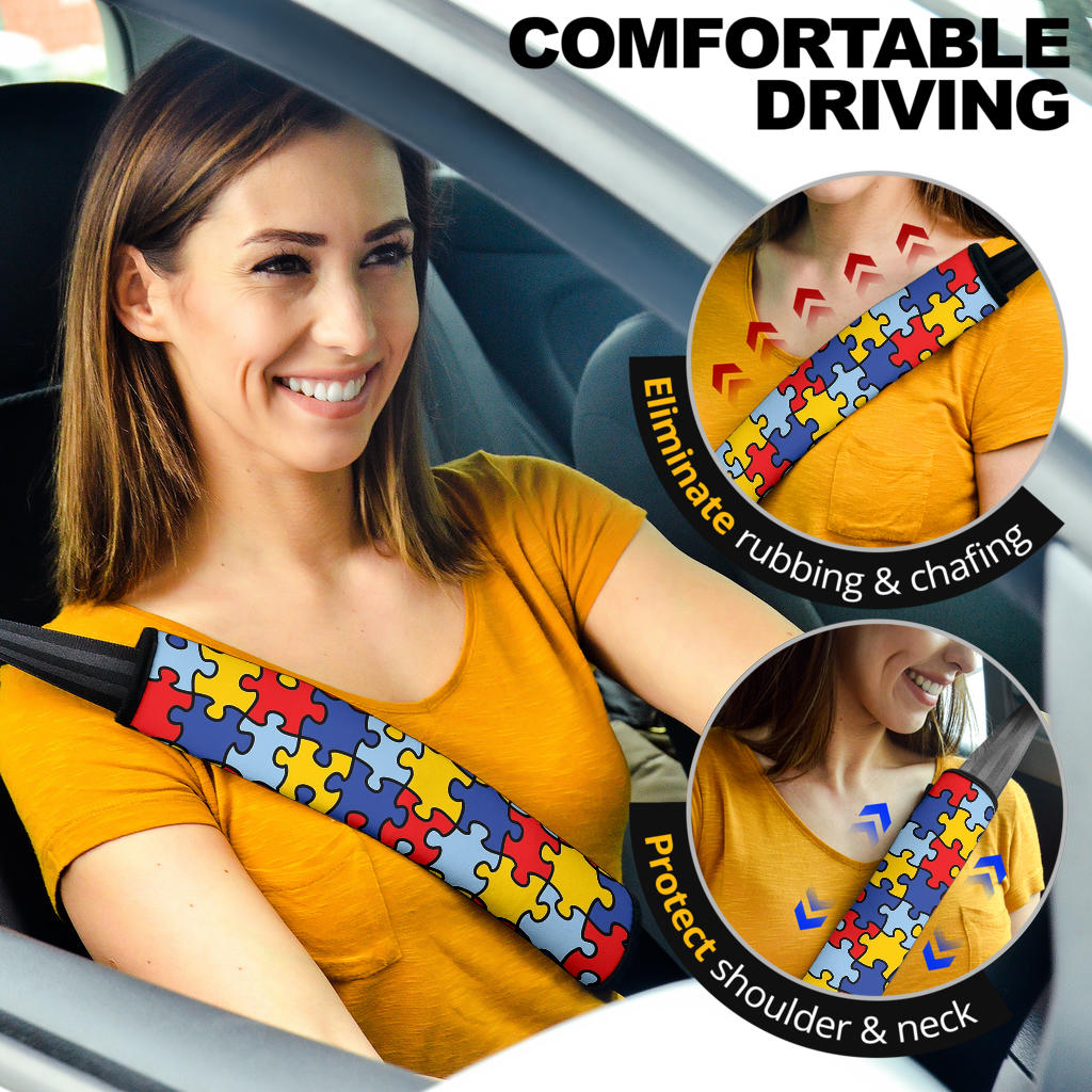 Autism Skin Pattern Premium Custom Car Seat Belt Covers