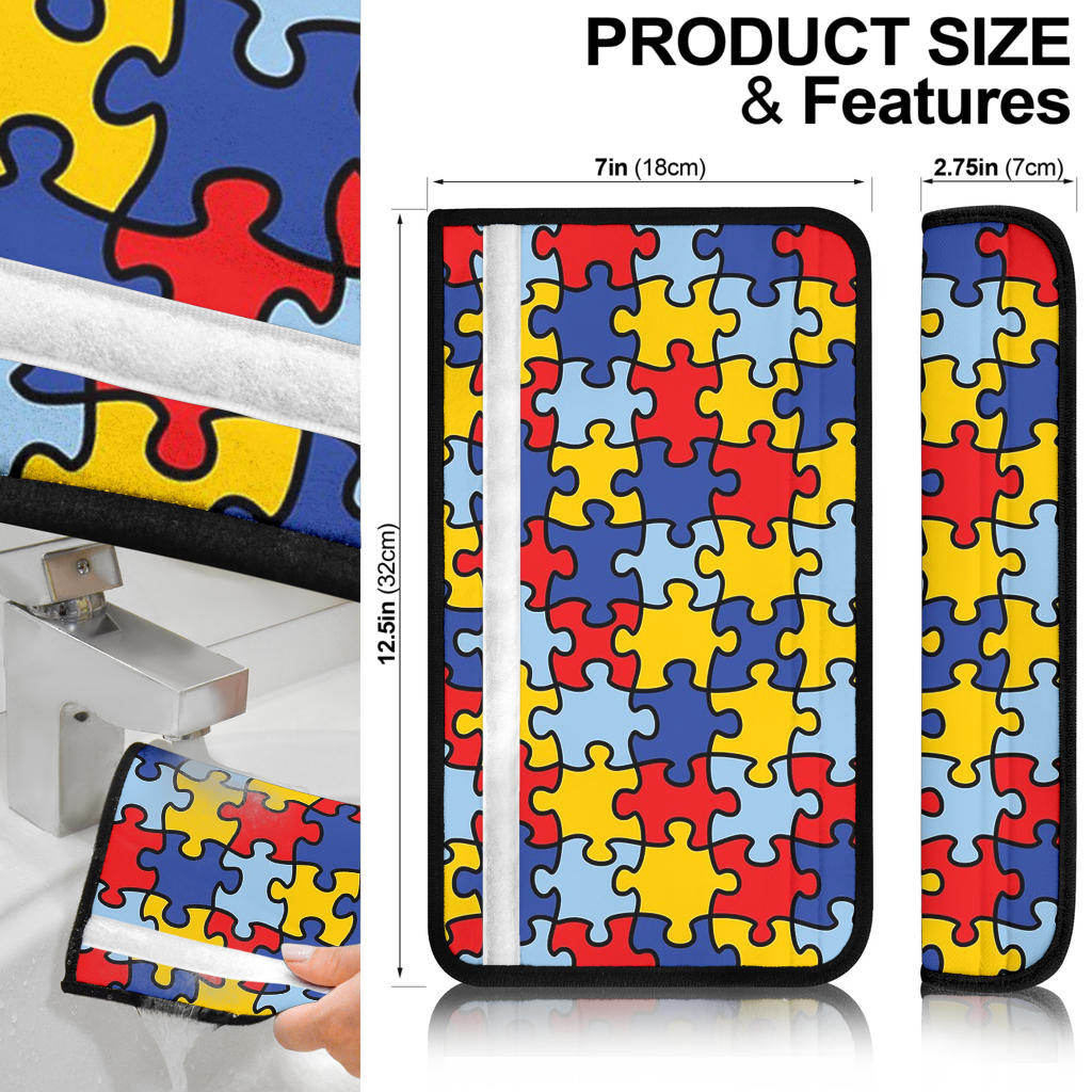 Autism Skin Pattern Premium Custom Car Seat Belt Covers