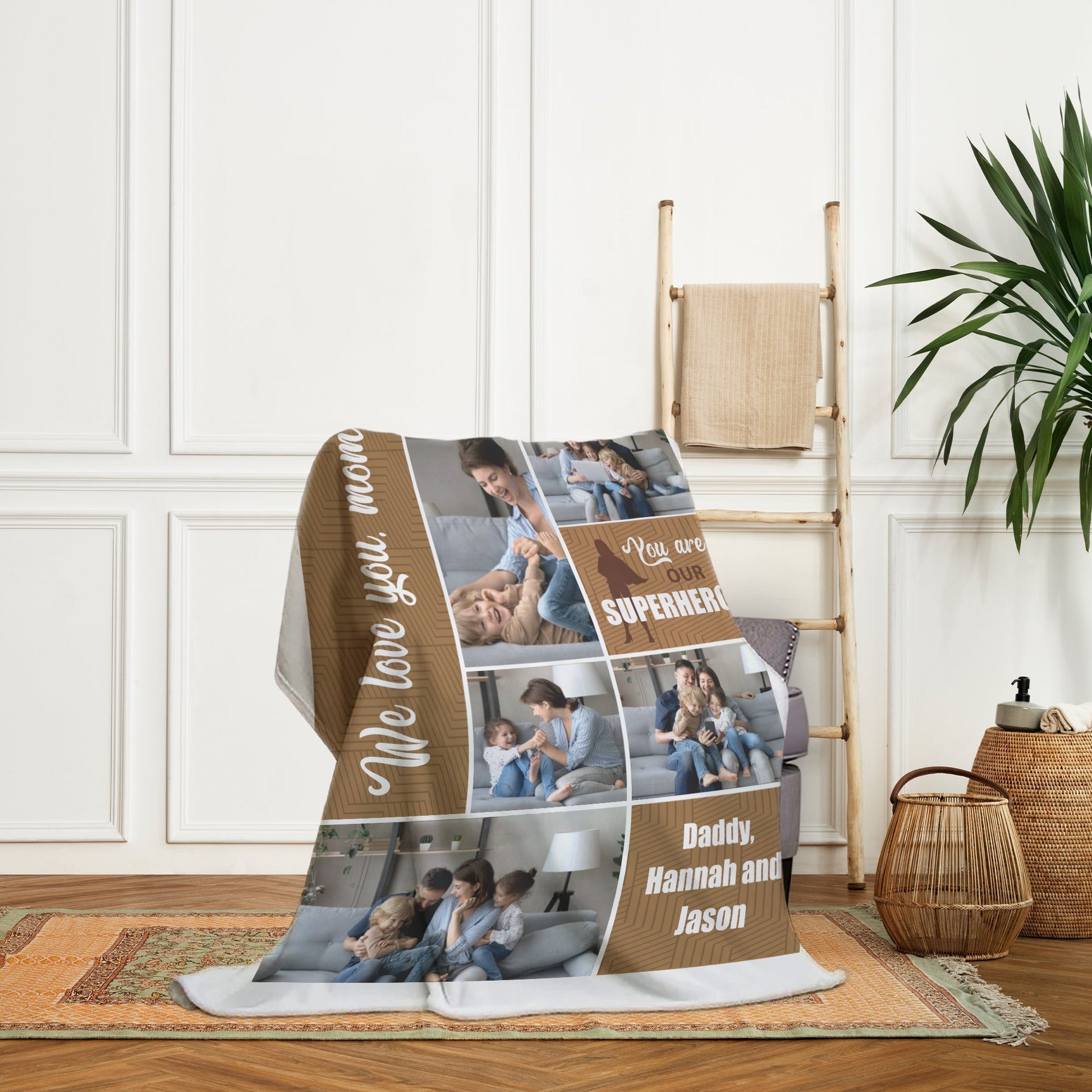 We love you Mom, you are our superhero - Personalized Mother's Day or Birthday gift For Mom - Custom Blanket - MyMindfulGifts