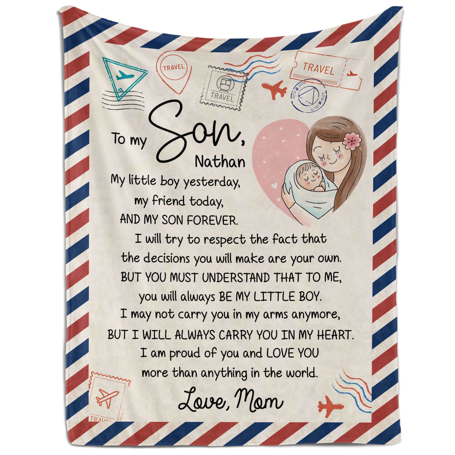To My Son - Personalized Birthday or Christmas gift For Son From Mom - Custom Blanket - MyMindfulGifts