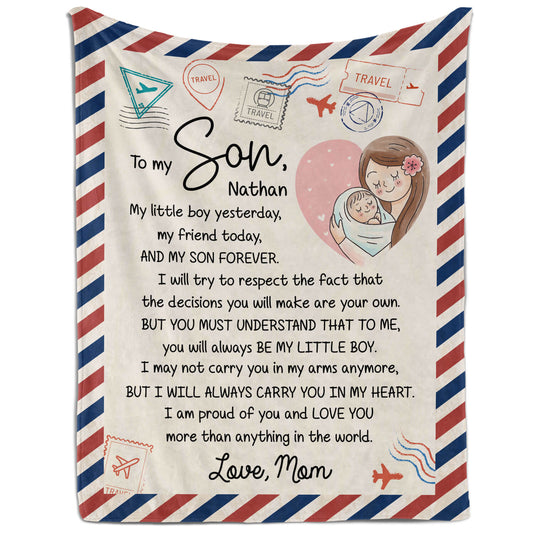 To My Son - Personalized Birthday or Christmas gift For Son From Mom - Custom Blanket - MyMindfulGifts