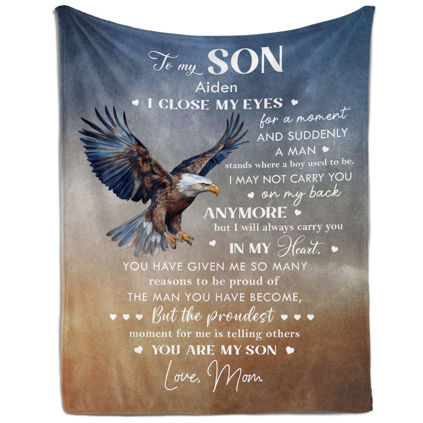 To My Son - Personalized Birthday or Christmas gift For Son - Custom Eagle Blanket - MyMindfulGifts