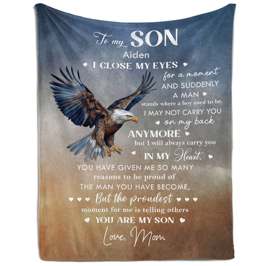 To My Son - Personalized Birthday or Christmas gift For Son - Custom Eagle Blanket - MyMindfulGifts