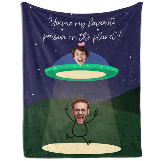 You're My Favorite Person On The Planet - Personalized Anniversary, Birthday or Valentine's Day gift For Boyfriend or Girlfriend - Custom Blanket - MyMindfulGifts