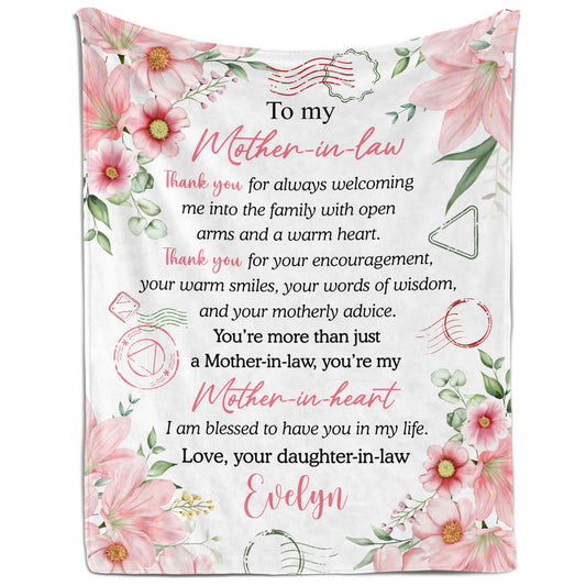 To My Mother In Law - Personalized Wedding, Birthday or Christmas gift For Mother In Law - Custom Blanket - MyMindfulGifts