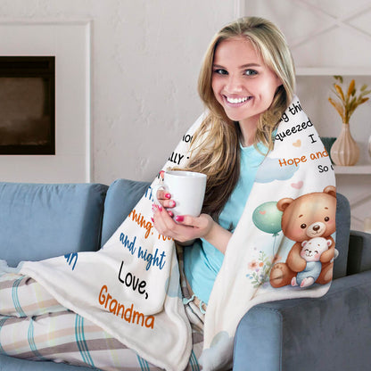 To My Grandson Bear Blanket - Personalized Valentine's Day, Birthday or Christmas gift For Grandson - Custom Blanket - MyMindfulGifts
