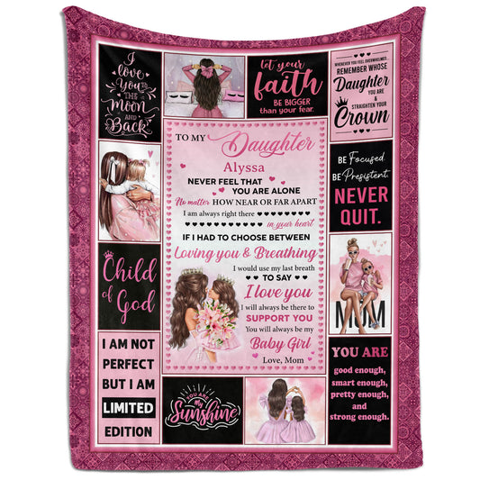 To My Daughter Blanket From Mom - Personalized Birthday, Valentine's Day or Christmas gift For Daughter - Custom Blanket - MyMindfulGifts