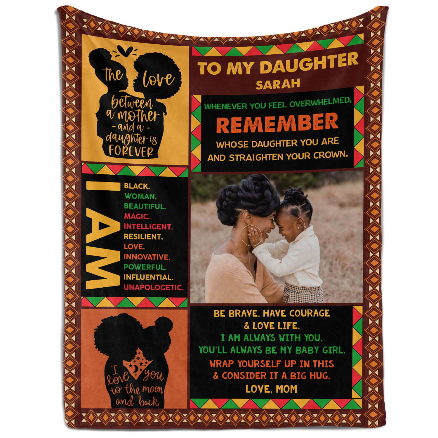 To My Daughter - Personalized  gift For Black Daughter - Custom Blanket - MyMindfulGifts